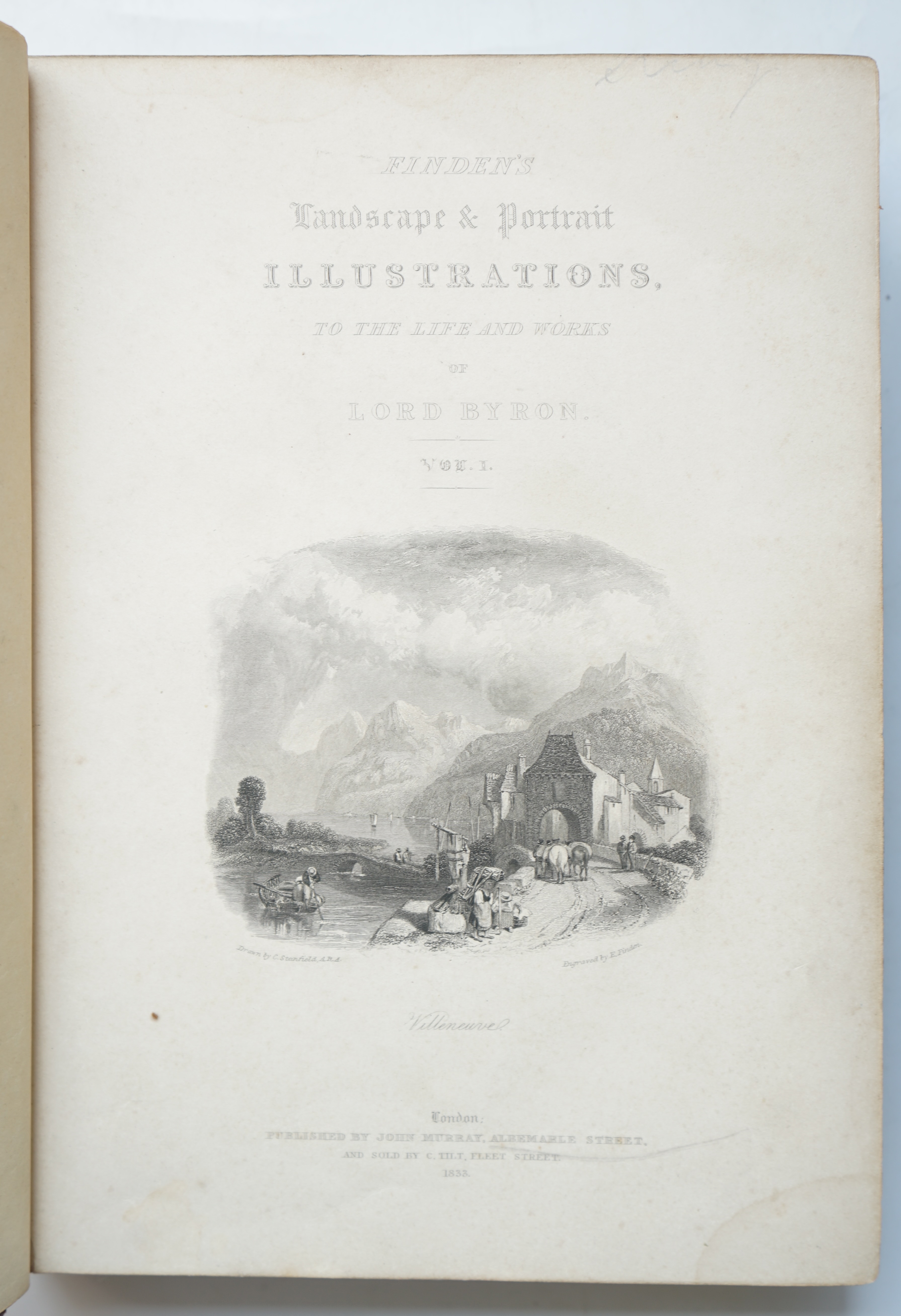 Brockedon, William - Finden’s Illustrations of the Life and Work of Lord Byron, 3 vols, 8vo, red morocco gilt, with 122 steel engraved plates, John Murray, London, 1833